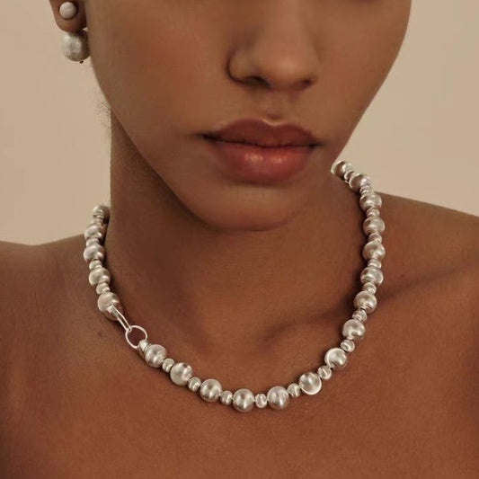 Brushed Beaded Necklace Temperament Clavicle Chain