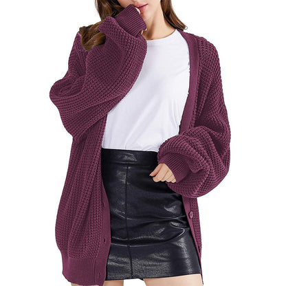 Women's Mid-length V-neck Knitted  Sweater - Bold  and Brave