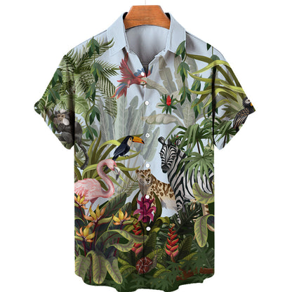 3D Digital Printing Tropical Forest Animal Hawaiian Shirt - Bold  and Brave