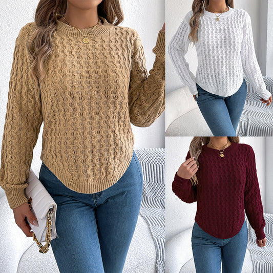 Twist Lantern Sleeve Irregular Pullover Women's Sweater - Bold  and Brave