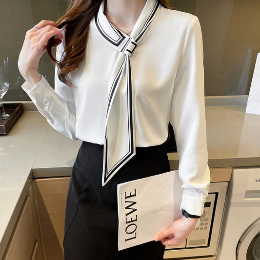 Commuter Printed Tie-neck Shirt For Women - Bold  and Brave