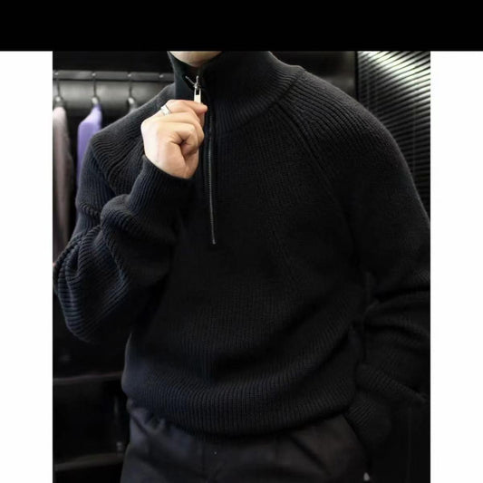 Men's Half Zipped Stand Collar Sweater - Bold  and Brave