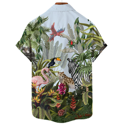 3D Digital Printing Tropical Forest Animal Hawaiian Shirt - Bold  and Brave