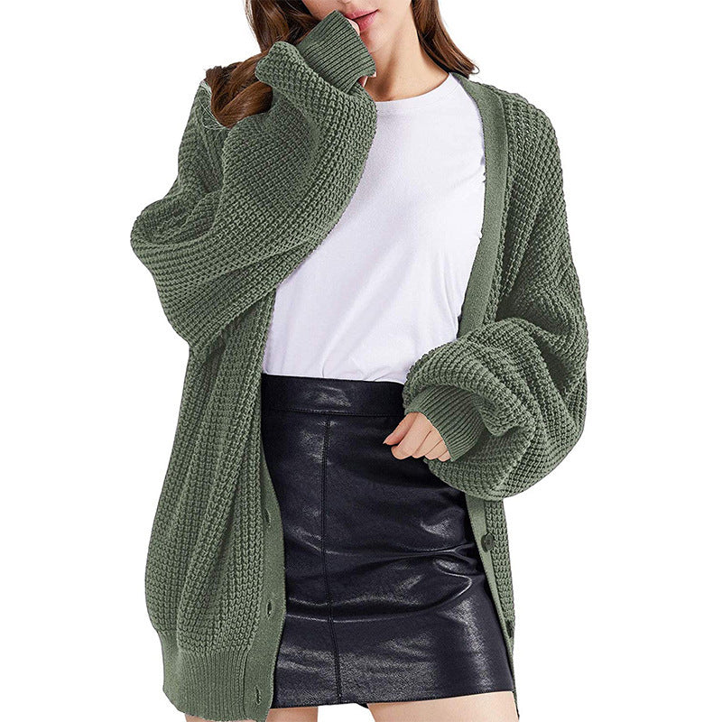 Women's Mid-length V-neck Knitted  Sweater - Bold  and Brave