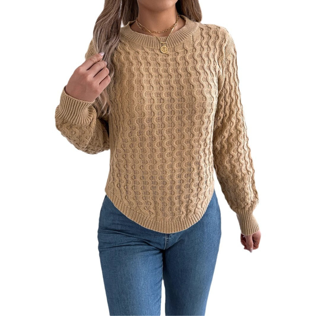 Twist Lantern Sleeve Irregular Pullover Women's Sweater - Bold  and Brave